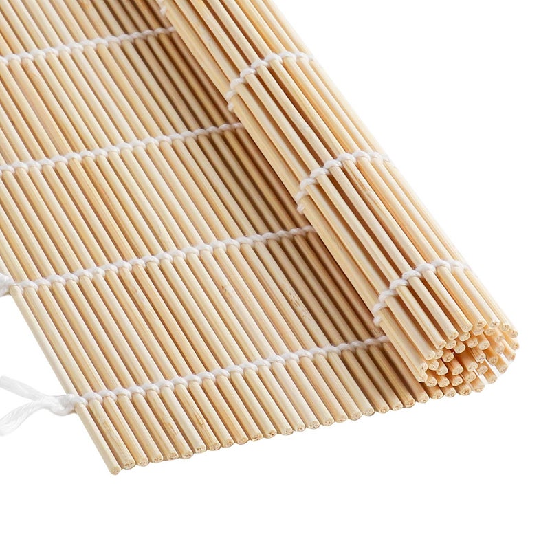 FUNGYAND Bamboo Sushi Rolling Mat with 2 Pairs of Chopsticks Natural Bamboo 9.5"x9.5" 2 Pcs Sushi Making Kit - Image 3